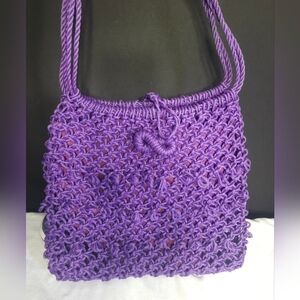 Vintage Purple Plastic Rope Macrame Purse Shoulder Bag